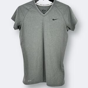Nike Pro Combat Dri Fit Fitted Tight T-Shirt Mens Size XL Heather Gray V Neck